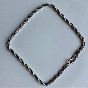 Vintage Sterling Rope Chain Bracelet 2.5mm 8.5”
